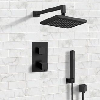 Shower Faucet Matte Black Thermostatic Shower System with Handheld, Rain Shower Head, Shower Faucet Set Remer SFH33